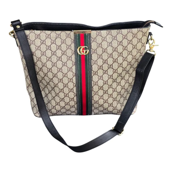 Gucci GG Supreme Messenger Bag Monogram Web Flat Strip Black Red Beige Women - Picture 2 of 16